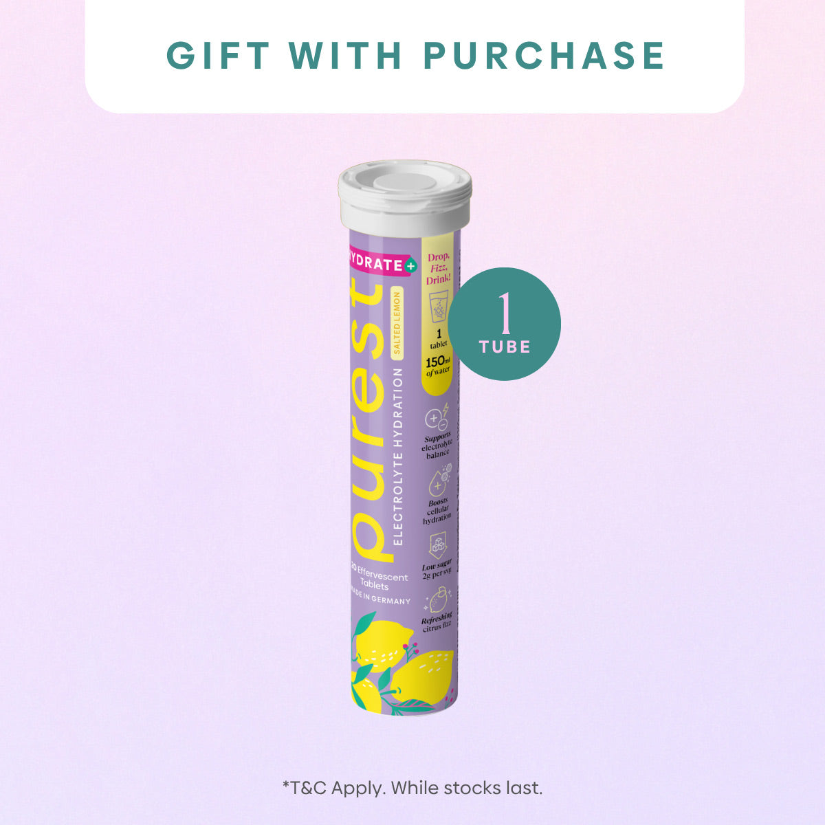 [GWP] 1 Tube of Hydrate+ Electrolyte Hydration Tablets