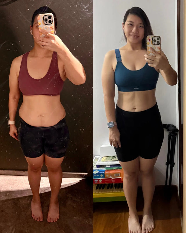 Alarize before and after result: −4.8kg · −2cm waist