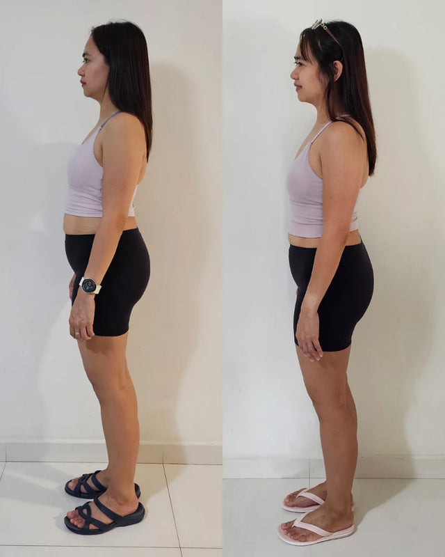 Nina before and after result: −1.4kg · −5cm waist