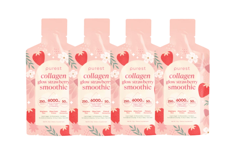 4 sachets of Collagen Glow Strawberry Smoothie